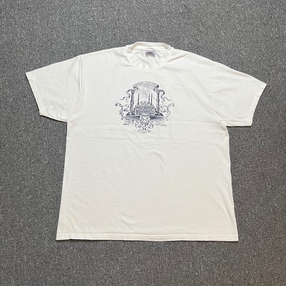 Vintage Hanes Masonic Library T Shirt XL White Know Thyself Graphic 90s Greek